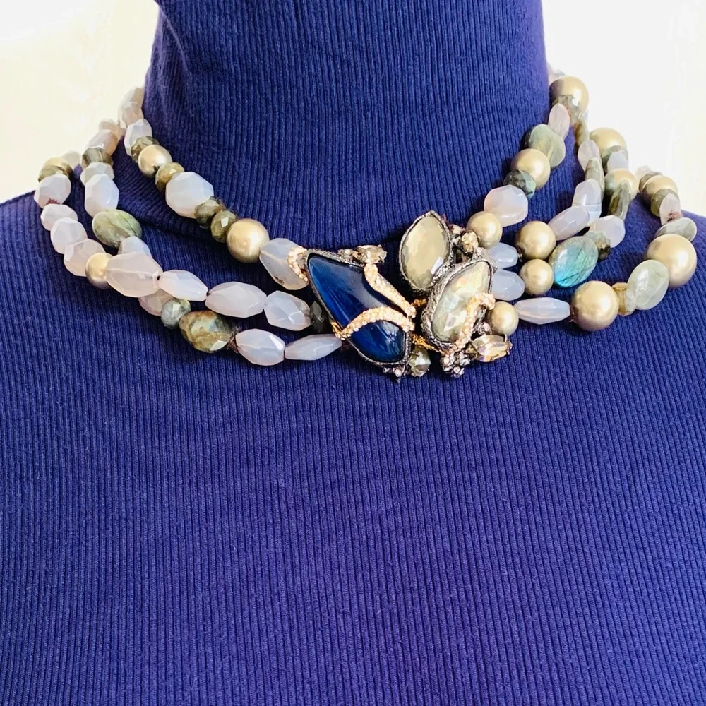 ALEXIS BITTAR • Iconic NEW Maldivian Gemstone Cluster Hand Knotted Necklace
